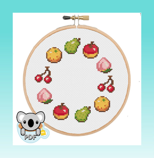 Fruit Circle - Animal Crossing - Cross Stitch Pattern PDF Download