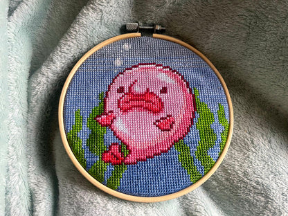 Blob Fish - Sealife Collection - Finished Cross Stitch