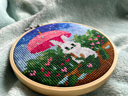 April Showers Bunny - Bunny Collection - Finished Cross Stitch