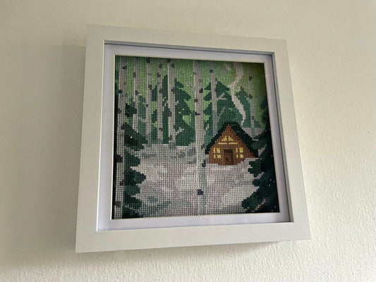 Snowy Cabin - Nature Collection - Finished Cross Stitch