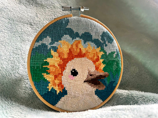 Flower Hat Duck - Wildlife Collection - Finished Cross Stitch