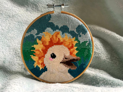 Flower Hat Duck - Wildlife Collection - Finished Cross Stitch