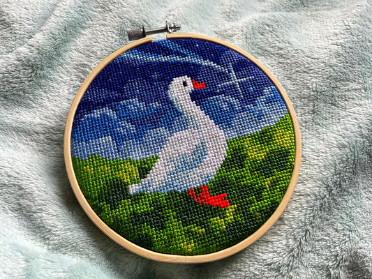 Shooting Star Goose - Nature Collection - Finished Cross Stitch