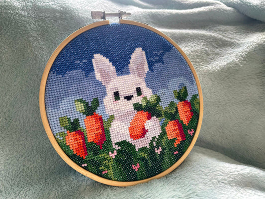 Harvest Time Bunny - Bunny Collection - Finished Cross Stitch