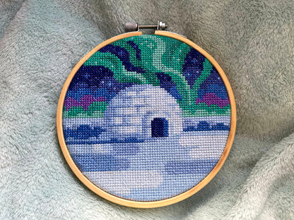 Northern Lights Igloo - Nature Collection - Finished Cross Stitch