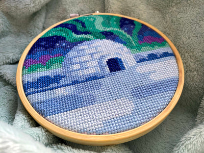 Northern Lights Igloo - Nature Collection - Finished Cross Stitch
