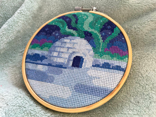 Northern Lights Igloo - Nature Collection - Finished Cross Stitch