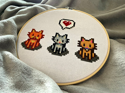 Cats - Stardew Valley - Finished Cross Stitch