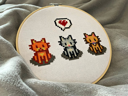 Cats - Stardew Valley - Finished Cross Stitch