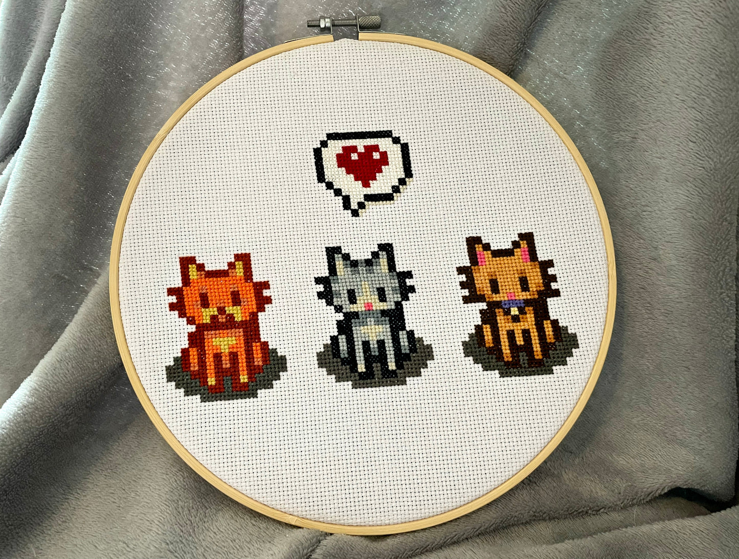 Cats - Stardew Valley - Finished Cross Stitch